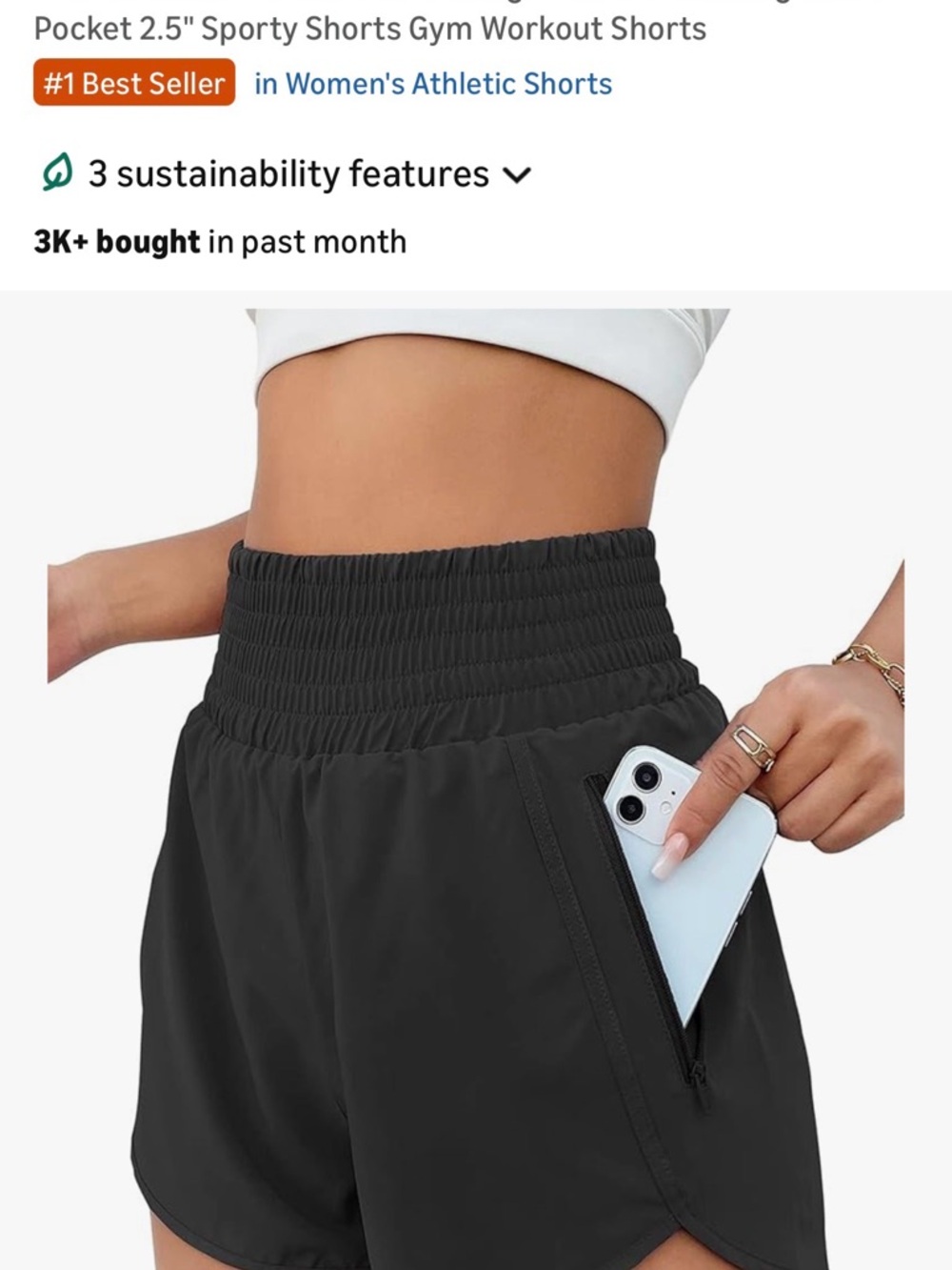 BMJL - Black High-Waist Athletic Shorts with Pocket - Size Small